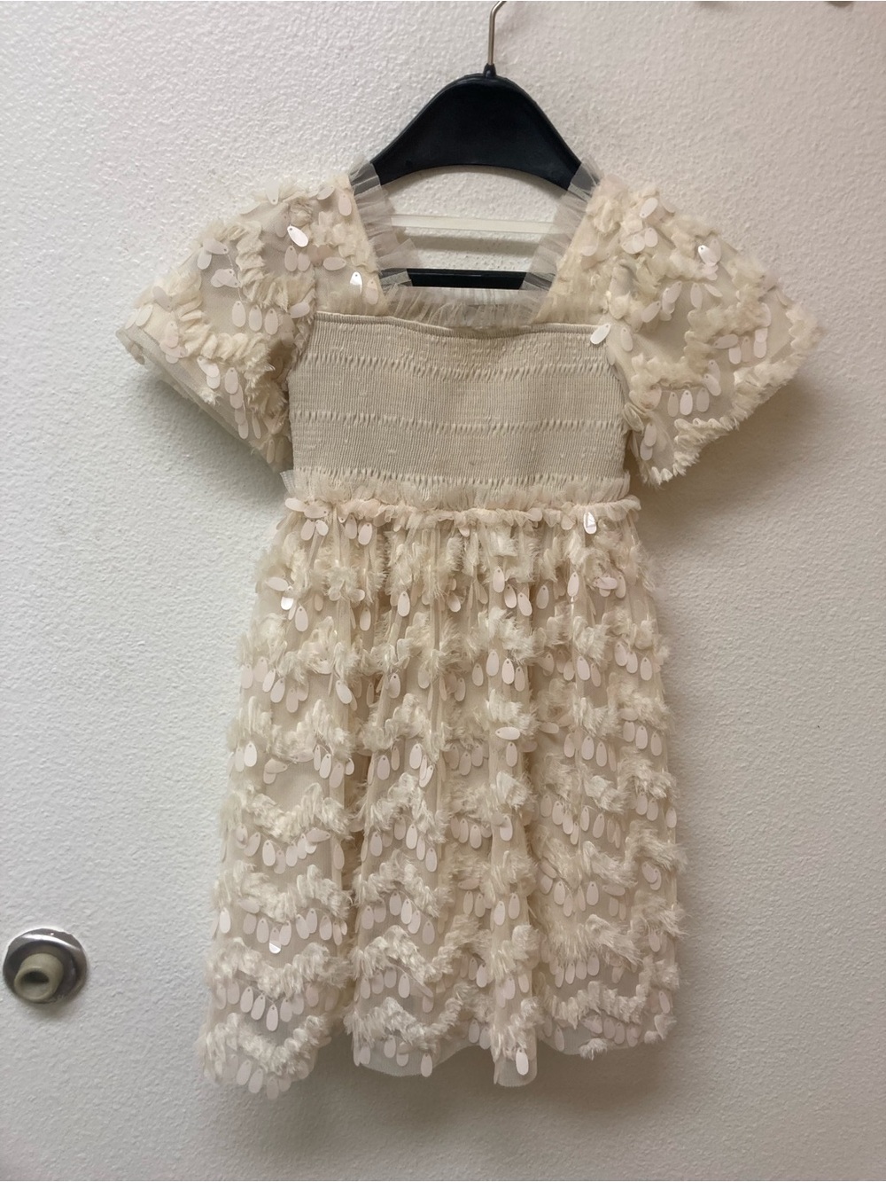 IVY CITY Girls Sparkly Cream Party Dress 3T